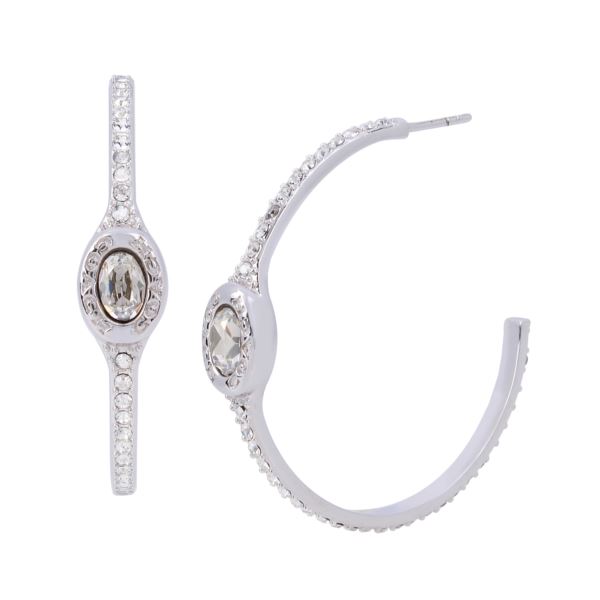 coach signature logo pave hoop earrings