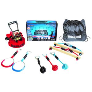 Slackers+Ninjaline+36ft+Intro+Kit+w%2F+7+Hanging+Obstacles