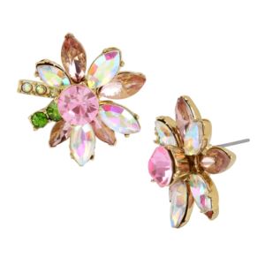 Floral+Mixed-Stone+Stud+Earrings