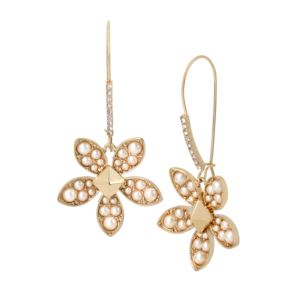 Betseyton+Pearl+Flower+Dangle+Earrings