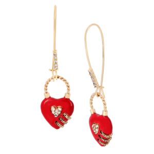Red+Heart+Padlock+Drop+Earrings