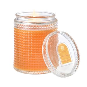 Valencia+Orange+Textured+Glass+Candle+with+Lid