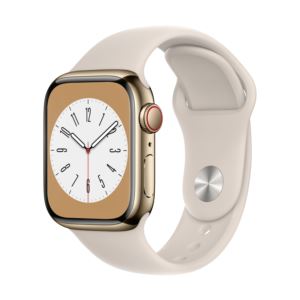 Watch+Series+8+GPS+%2B+Cell+41mm+Gold+SS+Case+w%2F+Starlight+S%2FM+Sport+Band