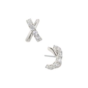 Criss-Cross+J+Hoop+Earrings+Silver