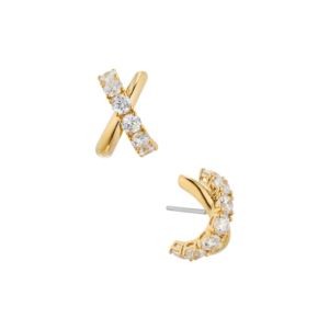 Criss-Cross+J+Hoop+Earrings+Gold