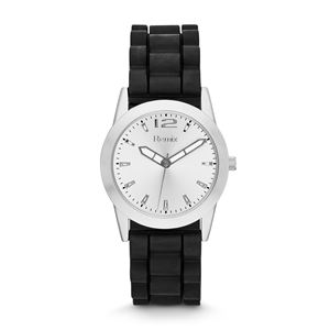 Ladies+Black+Silicone+Sport+Watch+Silver+Dial