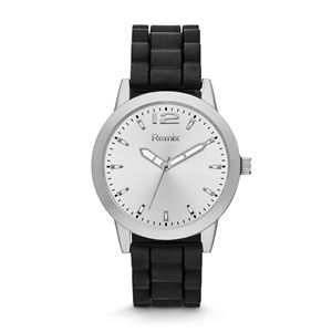 Mens+Black+Silicone+Sport+Watch+Silver+Dial