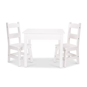 3pc+Wooden+Table+%26+Chairs+Set+White+-+Ages+3-6+Years