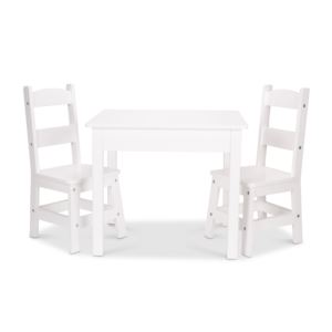 3pc+Wooden+Table+%26+Chairs+Set+White+-+Ages+3-6+Years