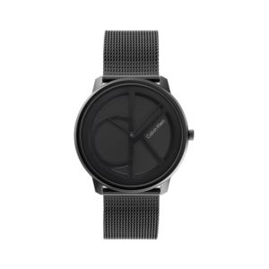 Mens+CK+Black+Stainless+Steel+Logo+Mesh+Watch+Black+Dial
