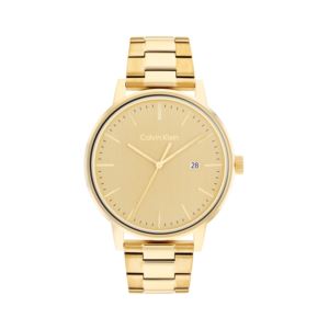 Mens+Quartz+Gold-Tone+Stainless+Steel+Watch+Gold+Dial
