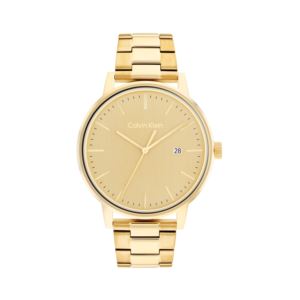 Mens+Quartz+Gold-Tone+Stainless+Steel+Watch+Gold+Dial