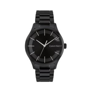 Unisex+C+Logo+Black+Ion-Plated+Stainlesss+Steel+Watch+Black+Dial