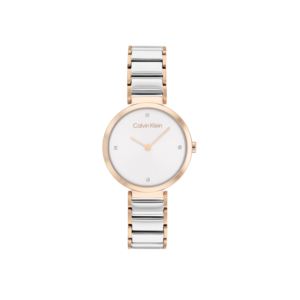 Ladies+Minimalist+T-Bar+Silver+%26+Rose+Gold+Stainless+Steel+Watch+White+Dial
