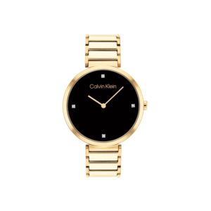Ladies+Minimalist+T-Bar+Gold-Tone+Stainless+Steel+Watch+Black+Dial