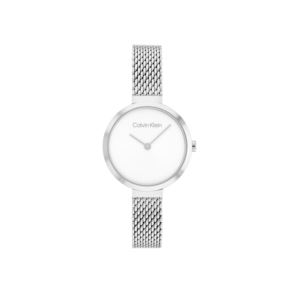 Ladies+T-Bar+Silver-Tone+Stainless+Steel+Mesh+Watch+White+Dial