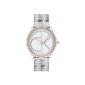 Unisex+CK+Silver+%26+Rose+Gold+Stainless+Steel+Logo+Mesh+Watch+Silver+Dial