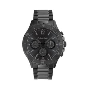 Mens+Sport+Black+Ion-Plated+Multi-Function+Stainless+Steel+Watch+Black+Dial