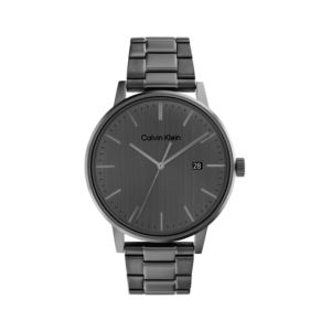 Mens+Quartz+Gray+Ion-Plated+Stainless+Steel+Watch+Gray+Dial