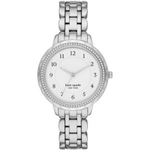Ladies+Morningside+Scallop+Crystal+Stainless+Steel+Watch+White+Dial