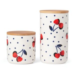 Vintage+Cherry+Dot+2pc+Canister+Set