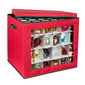 120-Cube+Ornament+Storage+Container+Red