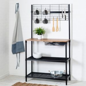 65%22+Bakers+Rack+w%2F+Cutting+Board+and+Hanging+Storage+Black