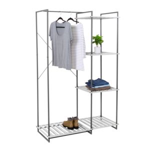 Freestanding+Open+Closet+w%2F+4+Shelves+Gray+Metal