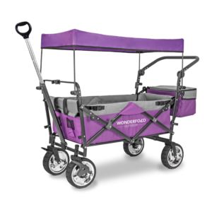 Wonderfold+Push+%26+Pull+Outdoor+Folding+Wagon+w%2FCanopy+%26+Brakes+-+Purple