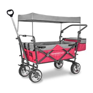Wonderfold+Push+%26+Pull+Outdoor+Folding+Wagon+w%2FCanopy+%26+Brakes+-+Red