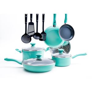 Diamond+13pc+Ceramic+Cookware+Set+Turquoise