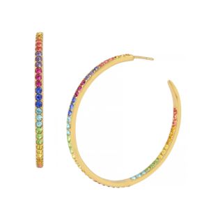 Rainbow+Pave+Hoop+Earrings