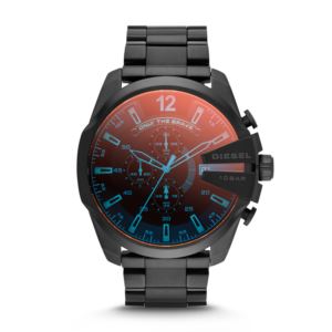 Mens+Mega+Chief+Black+Ion-Plated+Watch+Iridescent+Dial