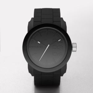 Mens+Double+Down+Black+Silicone+Watch+Black+Dial