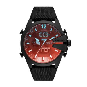 Mens+Mega+Chief+Analog%2FDigital+Black+Nylon+Strap+Watch+Black+Iridescent+Dial