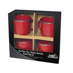 4pc+Stainless+Steel+Enamel+Coffee+Mug+Set+Red
