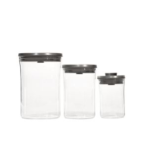 Steel+3pc+Glass+Graduated+POP+Canister+Set