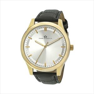 Men's Silver Dial and Black Strap Watch TAM306-GD