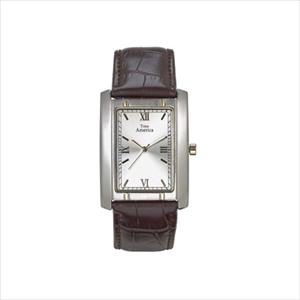 Men's Two-Tone Tank Style Leather Strap Watch TAM102-TT