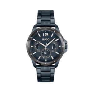 Mens+Hugo+Black+Multi-Dial+Stainless+Steel+Watch+Black+Dial