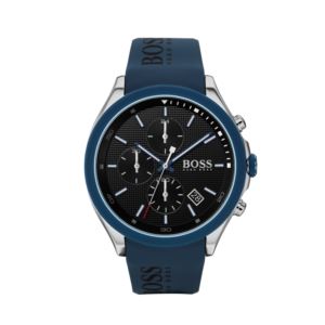 Mens+Velocity+Chronograph+Dark+Blue+Strap+Watch+Black+Dial