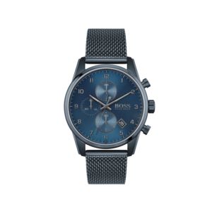 Mens+Skymaster+Dark+Blue+Stainless+Steel+Milanese+Watch+Blue+Dial