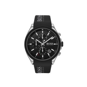 Mens+Velocity+Chronograph+Black+Silicone+Strap+Watch+Black+Dial