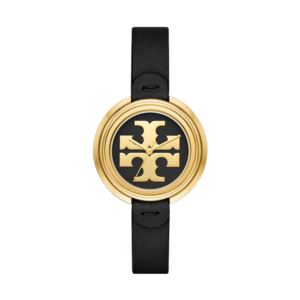 Ladies+Miller+Gold+%26+Black+Leather+Strap+Watch+Black+Dial