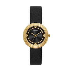 Ladies+Bailey+Gold+%26+Black+Leather+Watch+Black+Dial