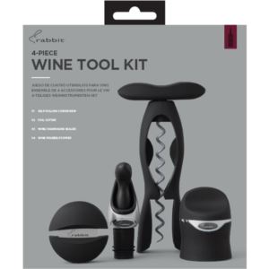 4 Piece Wine Tool Kit - Velvet Black W2727N