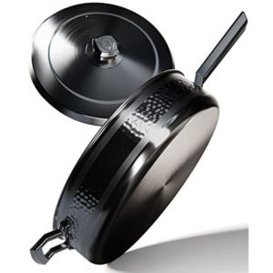 Dalstrong+12%22+Saute+Frypan+-+The+Avalon+Series+-+Hammered+Finish+-+Black+-+w%2FLid+%26+Pot+Protector