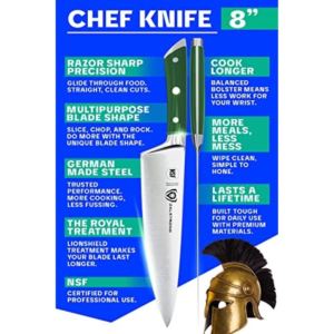 Dalstrong+Chef+Knife+-+8+inch+Green+Handle+-+Gladiator+Series