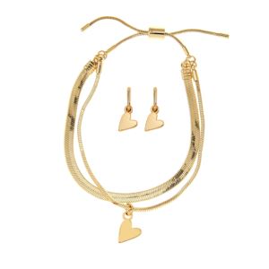 Heart+Bracelet+and+Earrings+in+Gold