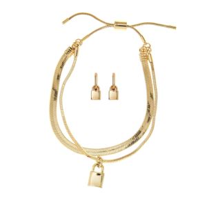 Lock+Bracelet+and+Earrings+in+Gold